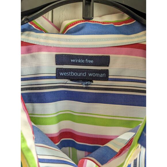 Westbound Women's Colorful Striped Button Down Winkle Free Shirt Top Size 1X - Picture 3 of 4